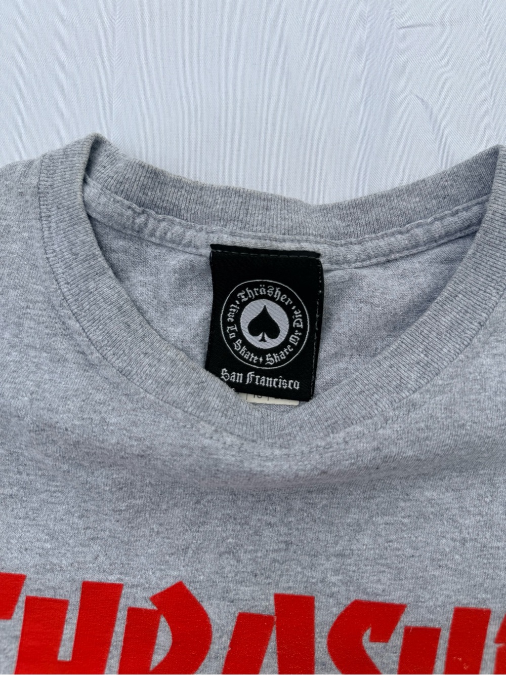 #67 Thrasher Gray Tee with Red Logo - Men's Skate T-Shirt-size(xl) - Picture 2 of 6
